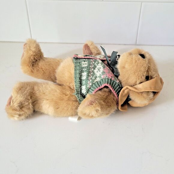 Honeysuckle Hollow 11" Fuzzy Plush Teddy Bear with Sweater & Hat jointed Vintage - Picture 6 of 12